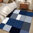 thumbnail image 5 of Blue Black Washable Area Rugs 2.7'x5', Geometric Abstract Color Block Plaid Modern Low Pile Throw Living Room Rug Non-Slip Sturdy Edge Binding Carpet for Indoor Entryway Bedside Kitchen, 5 of 9