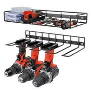 ATUPEN Power Tool Organizer - Drill Holder Wall Mount Garage Tool Storage Rack for Heavy Duty Tool Shelf, Black