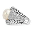thumbnail image 3 of 925 Sterling Silver FW Cultured Pearl & Diamond Ring Size: 7; for Adults and Teens; for Women and Men, 3 of 6