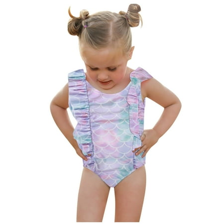 

IROINNID Toddler Girls Print Summer One-Piece Bathing Suits Vacation Comfy Swimwear