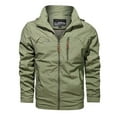 thumbnail image 2 of FRSASU Men's Winter Jacket Lapel Jackets with Zipper Pocket Fleece Lined Thick Warm Work Coats with Detachable Hooded Khaki, 2 of 9