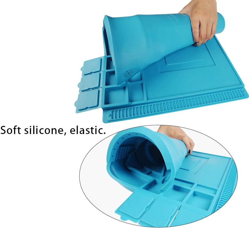 ABPETE S-160 Silicone Repair Mat Electronics Repair Mat Magnetic Repair Mat Silicone Soldering Mat Insulation Silicone Welding Pad for BGA and Gun Soldering Iron, Workbench, Cell Phone Laptop Repair