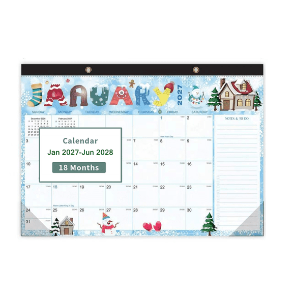 PLPPYFS Desk Calendar 2027-2028, January 2027 to June 2028, Desk calendar 2027-2028 with to-do list, 2027 Calendar 18 Months, Calendar 2027-2028-17" x 12" for Home or Office