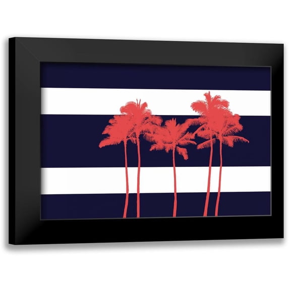 Murdock, Ramona 14x11 Black Modern Framed Museum Art Print Titled - Indigo Stripe Palms I