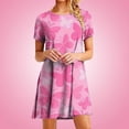 thumbnail image 1 of Robe pour Femmes 2023 Grande Taille Rose Robe de Soirée Mode Imprimé Vintage Manches Courtes Col Rond Robe Aguichant Costumes d'Halloween pour Femmes en Liquidation, 1 of 6
