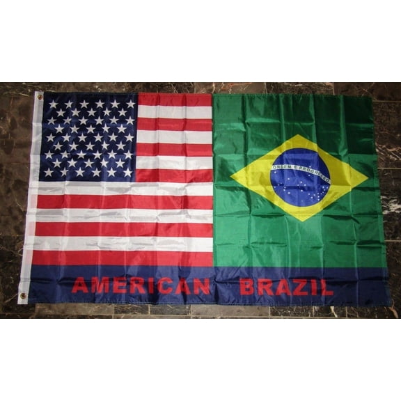 3x5 USA American Brasil Brazil Friendship Combination Flag 3'x5' Banner Grommets