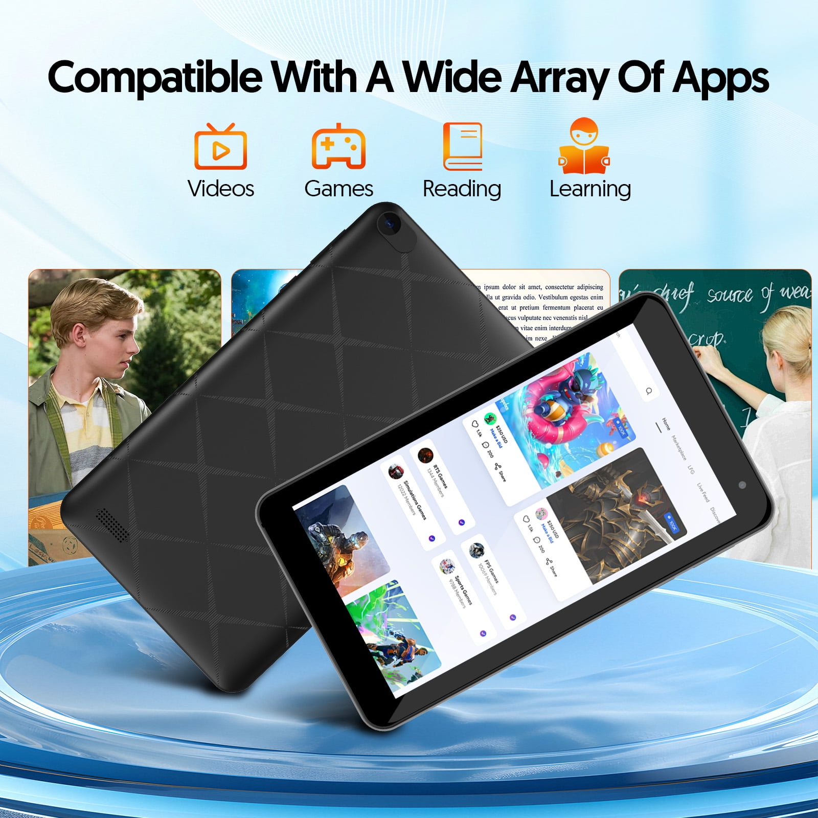 Tablet 7 inch Android 15 Tablet, 3GB RAM 32GB ROM 1TB Expandable,Penta-core Processor Tablet PC，Wi-Fi 6, 5G dual-band，3000mAh Battery, Dual Camera, Educational, Games