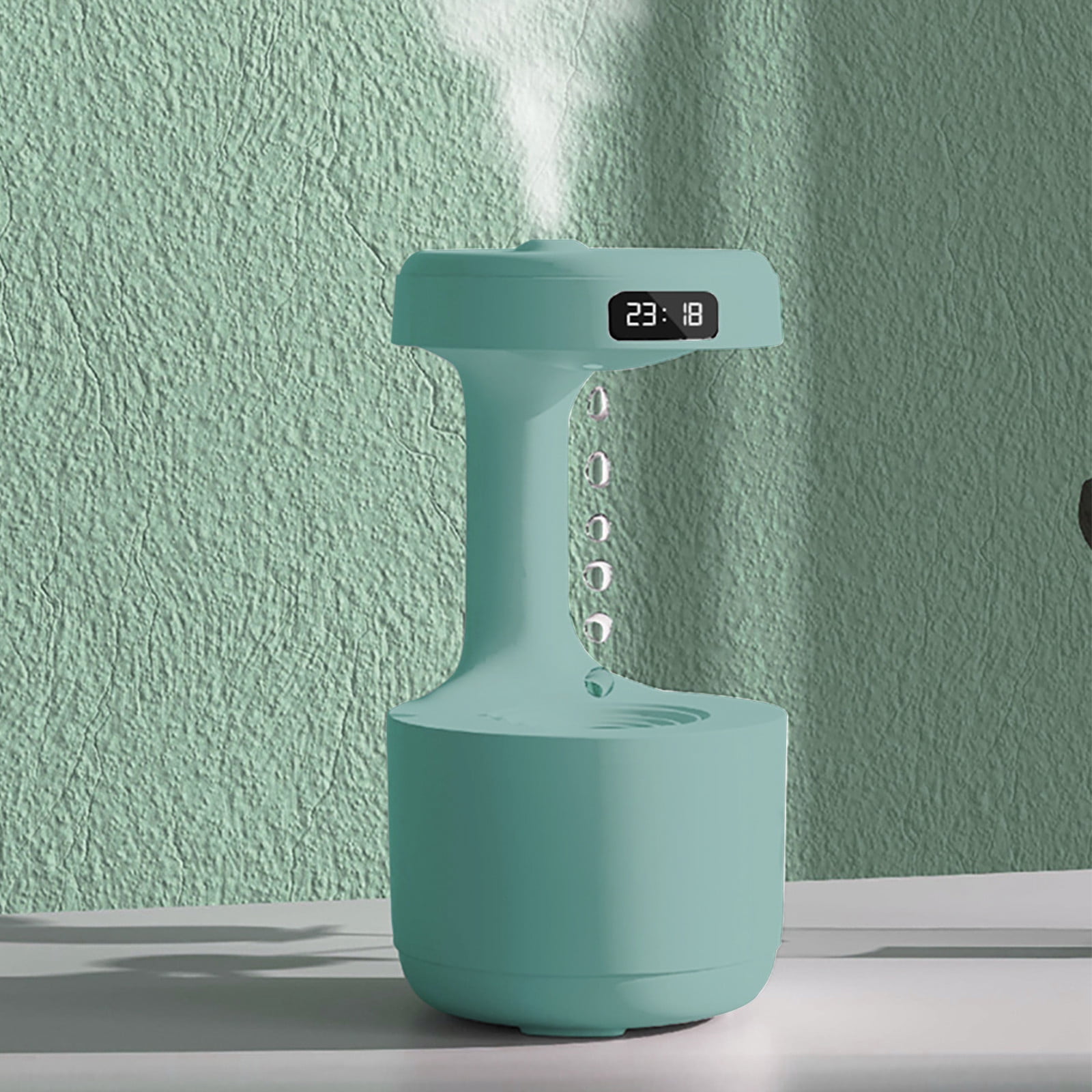 Iumwxz Anti Gravity Water Droplet Humidifier with 800ml Tank, 8 Hour Timer, LED Display & Double Shutdown Protection, USB Desktop Fog Humidifier for Bedroom Office Air Moisturizing