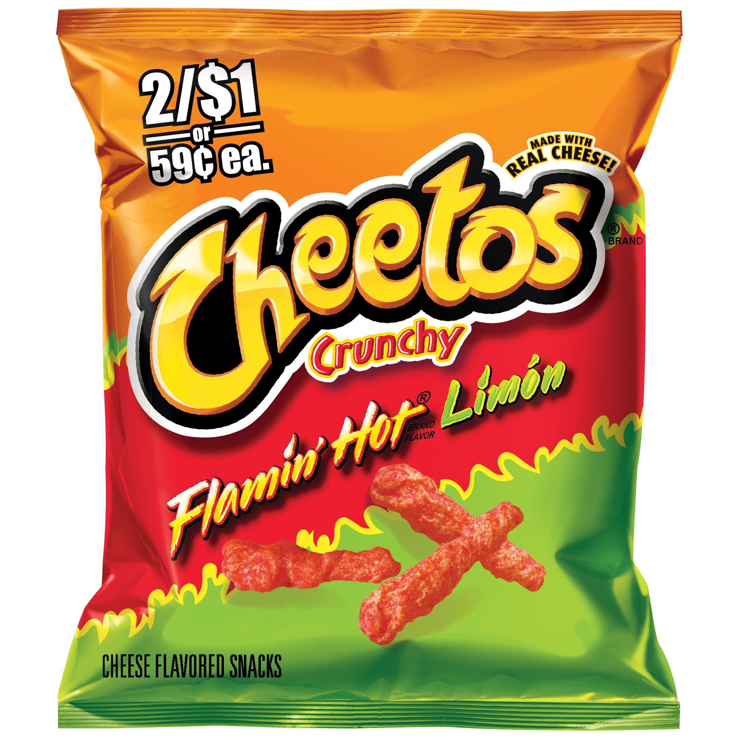 Cheetos Flamin Hot Limon Cheese Flavored Snacks 1125 Oz Bag.