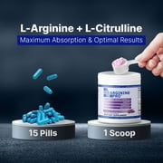 L-Arginine Pro Nitric Oxide Booster - 5500mg L-Arginine, 1100mg L-Citrulline Cardio Health, Grapeberry, 1 Jar