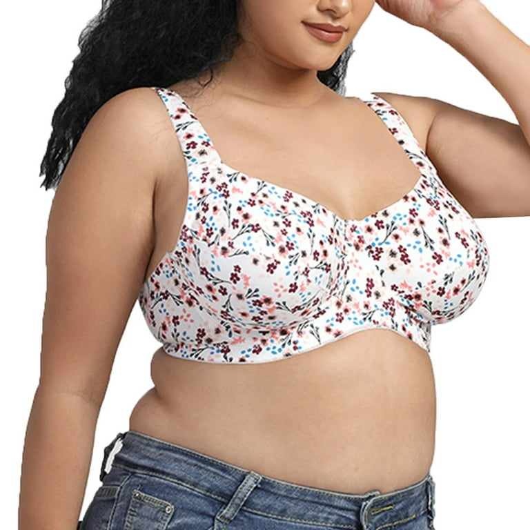 ALSLIAO Ladies Underwired Full Cup Bra Large Bust Plus Size Non Padded  Minimizer Bra White 90D/40D 