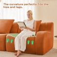 thumbnail image 5 of L - Shaped Teddy Fabric 2 - Boneless Sofa, No Assembly Required Curved Armrest, Streamlined Design Design, 32D High Density Sponge Living Rooms Rest Areas Bedroom, Orange, 5 of 13