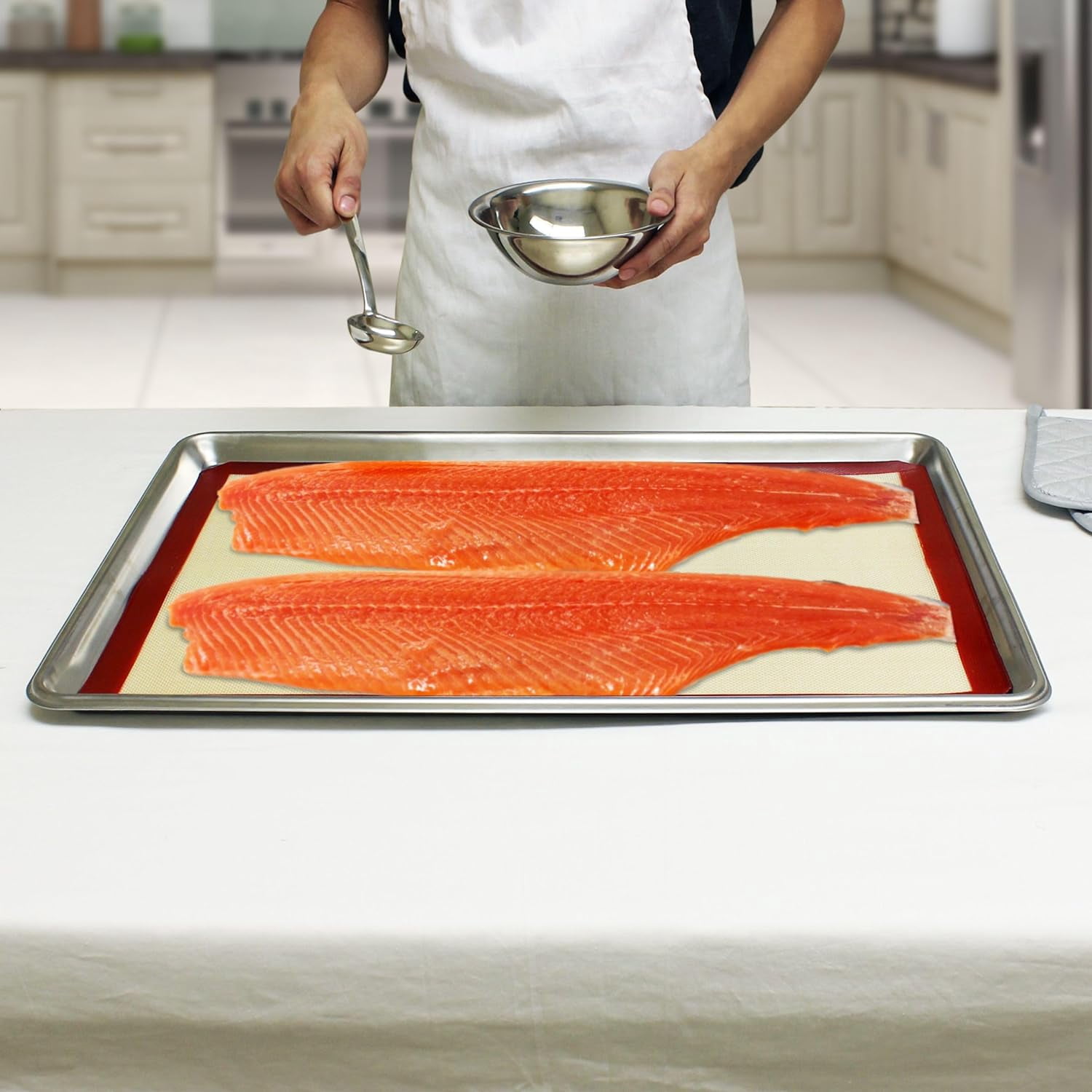 TrueCraftware- Silicone Rectangular Baking Mat 16-1/2" x 24-1/2" fits Full Size Sheet Pan -Nonstick Baking Mat Counter Mat Dough Rolling Mat Oven Liner Reusable