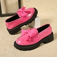 thumbnail image 4 of Cute Bowknot Loafers for Women Fashion Leather Slip on Thick Lug Sole Penny Loafers Comfy Casual Dressy Shoes Hot Pink Size 8.5, 4 of 7