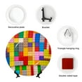 thumbnail image 4 of Daiia Colorful Plastic Blocks Pattern Printed Pattern Ceramic Plate Dinner Plates Bone China Decorative Plates with Display Stand Art Ceramic Ornaments for Wall Hanging Decoration-6in, 4 of 6