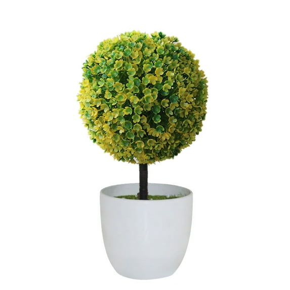 Ayyufe Artificial Potted Ornament Topiary Ball Shape Bonsai Fake Plant Home Decoration Pink