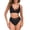 Black, variant on Ocean Blues Women's V Neck Mesh Splicing Bikini Swimsuit Set for Women Swimwear Two Piece Bathing Suits Size L