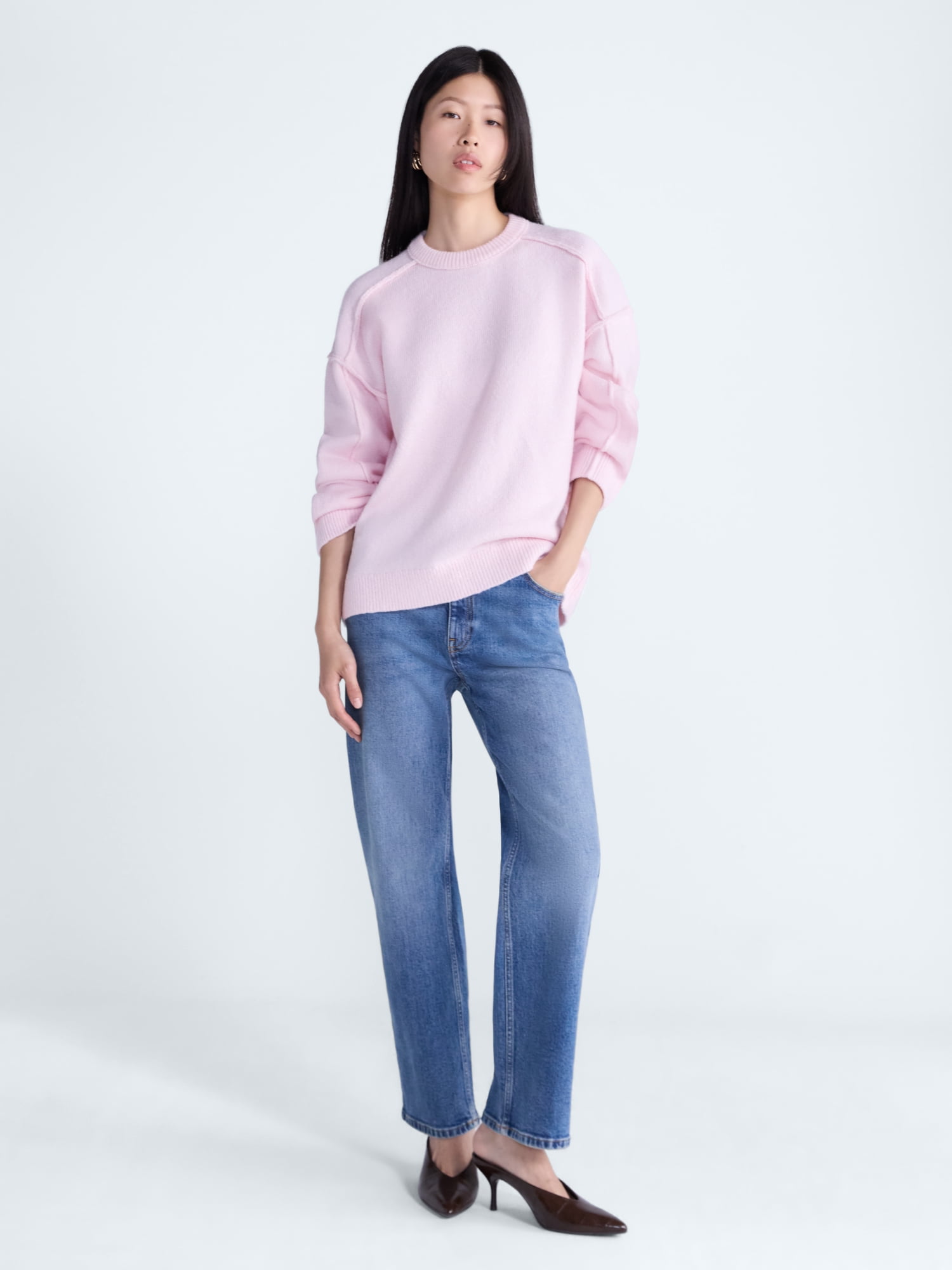 Scoop Women's Crewneck Seam Sweater, Sizes XS-XXL