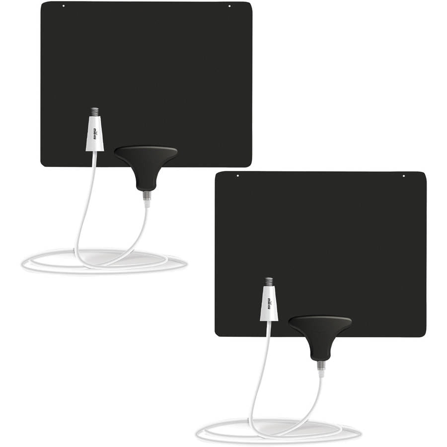 Mohu Ultimate Flat 50Mile Indoor Amplified HDTV Antenna, 2Pack