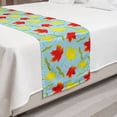 thumbnail image 2 of Autumn Bed Runner, Dry and Fallen Maple Leaves Illustration on Fresh Toned Background Print, Decorative Accent Bedding Scarf for Hotels Homes and Guestrooms, King, Pale Blue and Yellow, by Ambesonne, 2 of 2