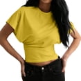 thumbnail image 4 of Womens T Shirts Ladies Lightweight Short Sleeve Tee Soft Blend Classic Crew Neck Relaxed Fit Yellow S, 4 of 7