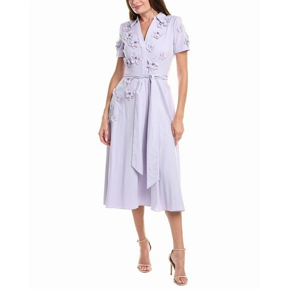 Badgley Mischka womens  3D Floral Midi Dress, 8, Purple