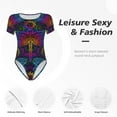 thumbnail image 6 of Easygdp Indian Mandalas Dragonfly Women's One-Piece Swimsuit Slim Fit Crew Neck Bodysuit Athletic Swimwear with Concealed Buckle - Large, 6 of 9