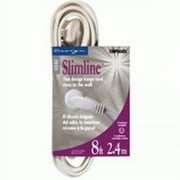 Woods SlimLine 2241 16/3 Flat Plug Indoor Extension Cord, 8-Foot, Right Angled Plug, UL Listed