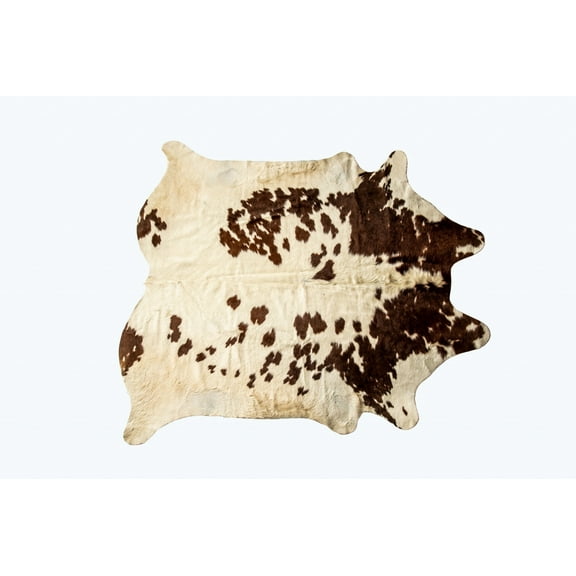 72" x 84" White and Brown Cowhide Rug
