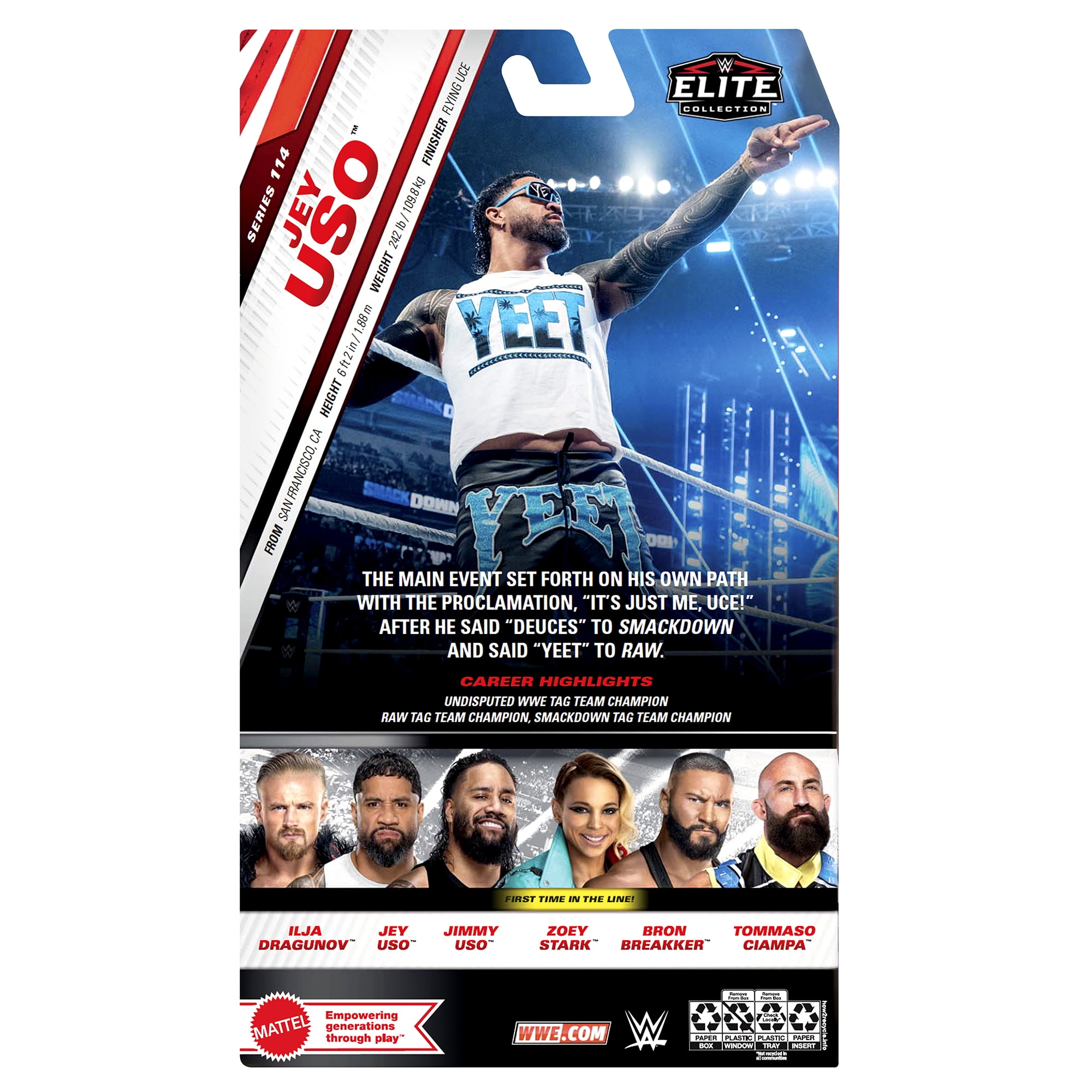 Chase Variant   Bright Blue Jey Uso   WWE Elite 114 Mattel WWE Toy Wrestling Action Figure
