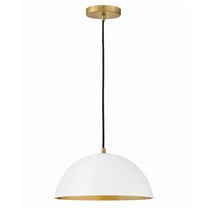 83307MW Lark Lou - 1 Light Pendant In Modern and Mid-Century Modern Style-7.25 Inches Tall and 14 Inches Wide-Matte White/Lacquered Brass Finish