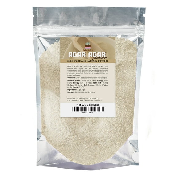 Agar Agar Powder 2 oz - Pure, Premium Natural Thickener and Gelling Agent, Rich in Dietary Fiber, Suitable for Making Candies, Cheeses, Jellies, Jams and More