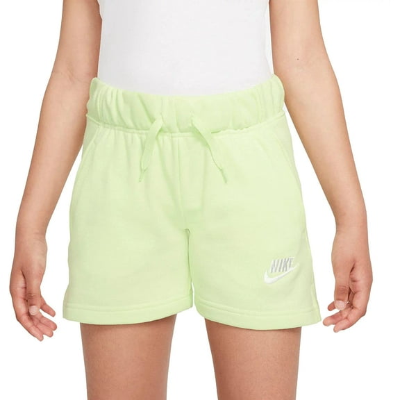 Nike Big Girls Sportswear Club French Terry Shorts Large Lime Ice/White