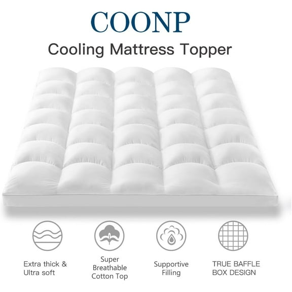King Mattress Topper, Extra Thick Pillowtop, Cooling Plush Mattress Pad Cover Cotton Top Bed Topper Protector with 8-21 Inch Deep Pocket