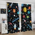 thumbnail image 3 of Outer Space Window Curtains for Kids Boys, Cartoon Galaxy Planets Theme Solar System Rocket Spaceship Print Window Drapes for Playroom Bedroom 52x84in, 3 of 7