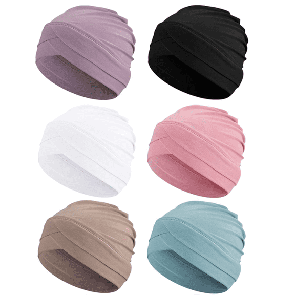 6 Pcs Slouchy Turban Hats Cancer Headwear Cancer Sleep Cap Lightweight Stretchy Turban Head Wrap Head Covering