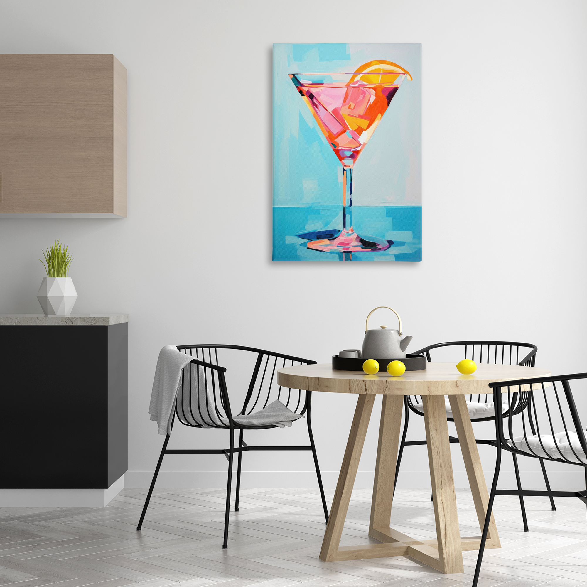 Stupell Industries Blue & Pink Martini Food & Beverage Painting Wrapped Canvas Art Print Wall Art, 24 x 36
