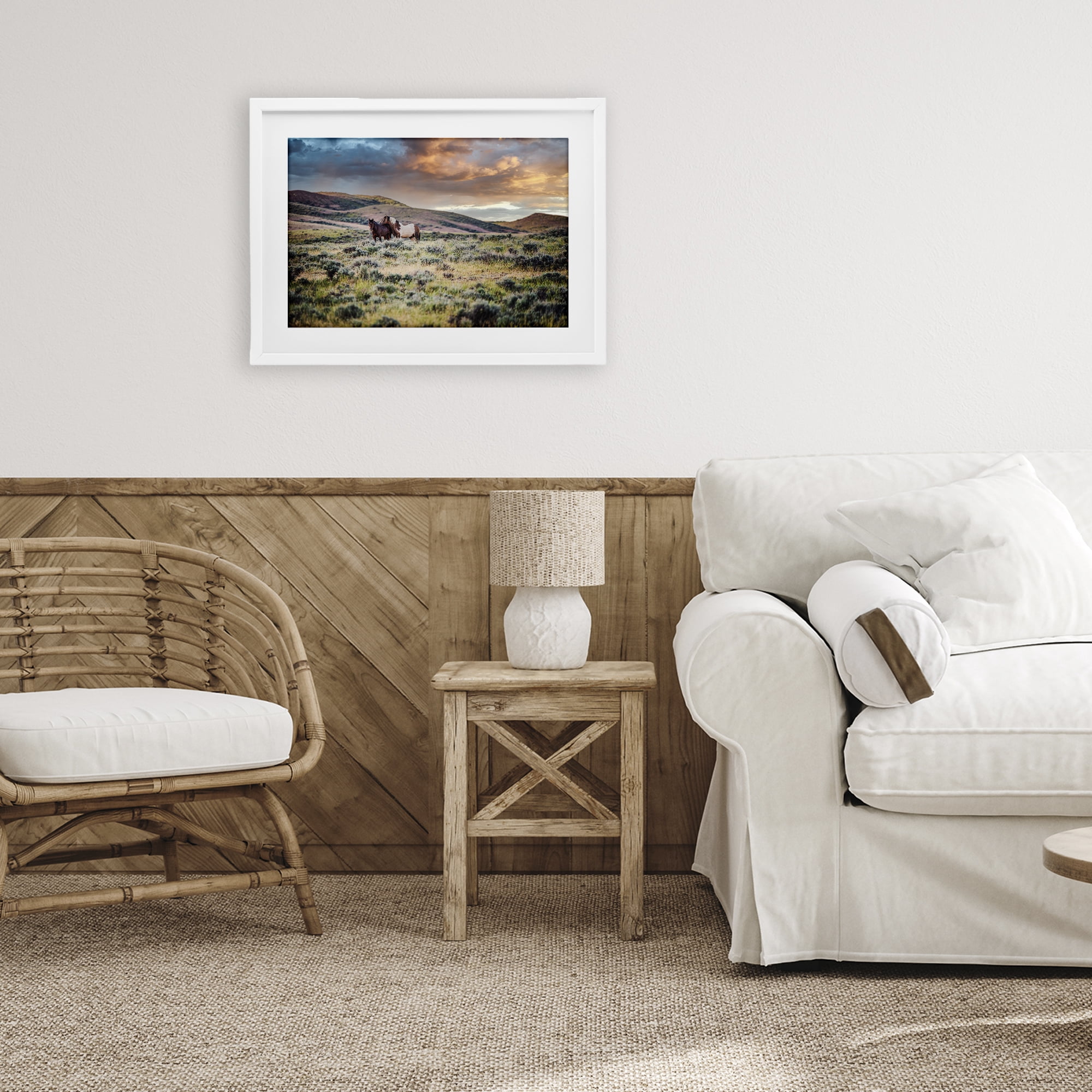 Stupell Industries Stay Close Horses White Framed Print Under Glass, design by Tim West