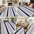 thumbnail image 6 of Minimalist Stripes Washable Area Rug 5 x 7 ft Navy Blue Pink Gray Horizontal Stripe Modern, Soft Non Slip Rugs Stain Repellent Indoor Felt Carpet for Living Dining Room Bedroom Home Office, 6 of 9