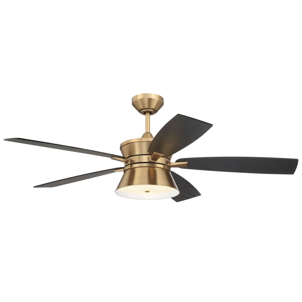 DMK52SB5 Craftmade Lighting Dominick - 5 Blade Ceiling Fan with Light Kit In Contemporary Style-17.17 Inches Tall and 52 Inches Wide-Satin Brass