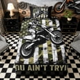 thumbnail image 4 of Meiyoeat Vintage Dirt Bike Pattern Twin Sheets 3pcs for Men, American Flag Print Bedding, Camo Black Beige, 4 of 6