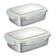 thumbnail image 2 of BRIGHTFUFU 2pcs Caja de almuerzo de acero inoxidable Contenedor Bento Caja de comida de sellado portátil para alimentos (Verde 550ML + 350ML), 2 of 7