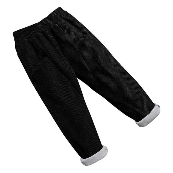 Otqutp Toddler Kids Boys Girls Fashion Breathable Thick Pants Autumn and Winter Casual Orduroy Warm Pants Soft and Comfortable Leggings(Black-A,5-6 Years)