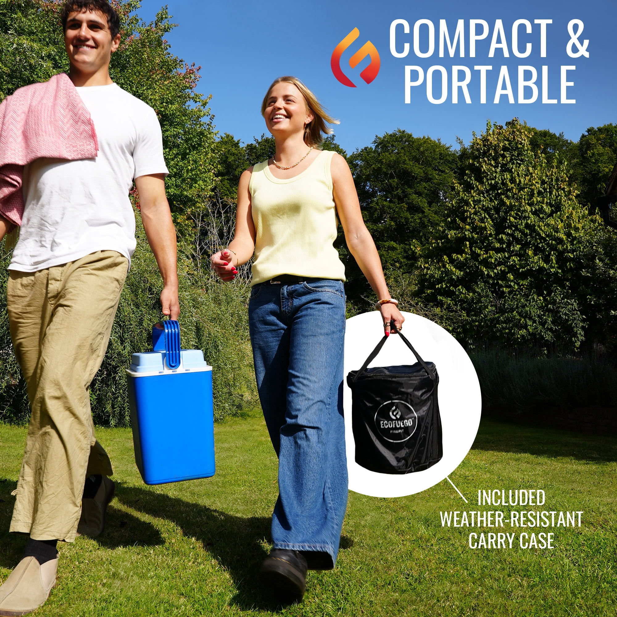 El Campo Portable Wax-Burning Fire Pit – Clean-Burning, No-Wood Fuel with 8-Hour Wax Refill – Compact and Durable – Matte Black