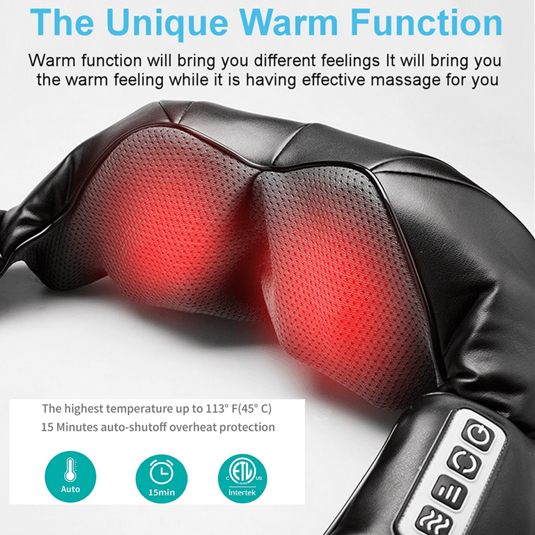 Shiatsu Neck and Back Massager with Soothing Heat 3 Speeds Adjustable  Electric Deep Tissue 3D Kneading Massage Pillow for Shoulder, Leg, Body  Muscle Pain Relief, Home, Office, and Car Use 