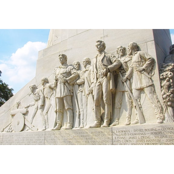 24x36 gallery poster, Closeup of the Alamo defenders on Cenotaph, Davy Crockett