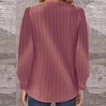 thumbnail image 3 of AXXD Women's Sweatshirts Pink Basic Summer 2024 Casual Shirt Solid Long Sleeve Solid V-Neck BUttons Pullover Blouse Tops, 3 of 3