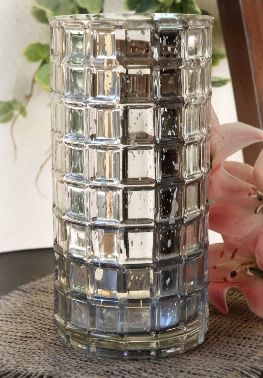 Silver Mercury Glass Cylinder Vase 10 Inch Walmart Com