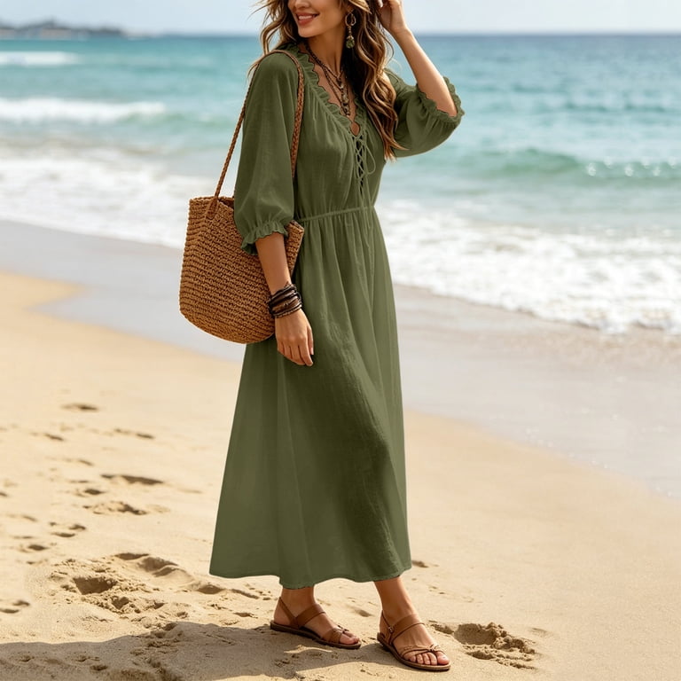 army denim dress Yuxingfu for Women Maxi Crew Neck Plus Size Womens Dress Short Sleeve for Wedding Long Casual Summer Green #1 M, Women's, Size Measurement (in inches) International Color:R59 Dusty Purple Womens denim BUMP FRIENDLY blue linen shirt dress