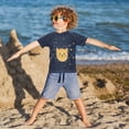 thumbnail image 3 of FORMRS Boys Rash Guard Short Sleeves Swim Shirt Quick Dry UPF 50+ Sun Protection, Sizes 3-12T, Orange Cat Planet, 3 of 6
